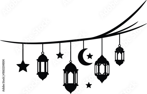 Elegant Lanterns and Moon Design for Ramadan Celebrations