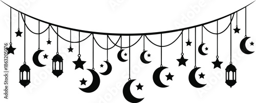 Moon and Star Lanterns Decorative Garland for Night Events