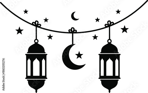 Elegant Lanterns and Crescent Moon for Festive Decor