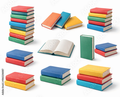 stack of colorful books