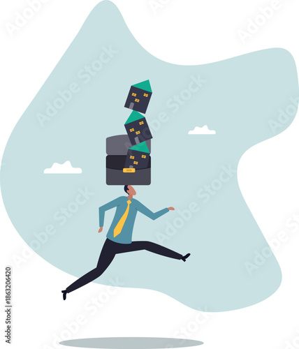 Housing investment risk, uncertainty of property mortgage loan and interest rate, real estate debt, buying too many houses .about a man and his life.