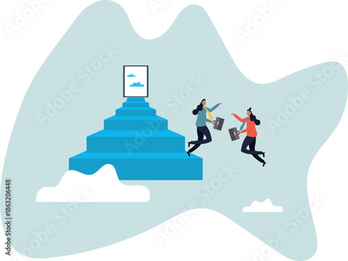 Employee encouragement, manager advice, guidance, stairway to success or new opportunity,about a man and his life.