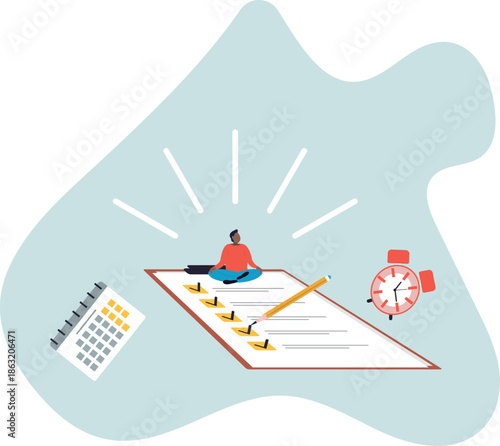 Self discipline or self control to complete work or achieve business target, time management to increase productivity.about a man and his life.