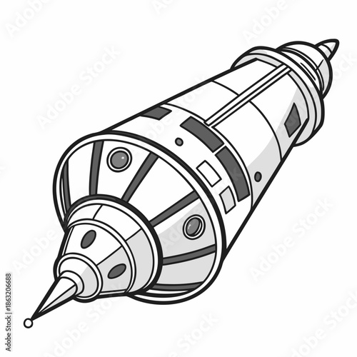 Futuristic Space Rocket Engine Nozzle Design Illustration