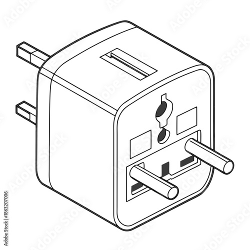 Compact Travel Electronics Universal International Adapter Icon