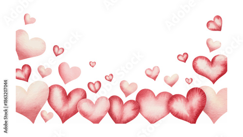 Hearts in Watercolor: Soft watercolor hearts create a whimsical border, perfect for conveying emotions of love, affection, and tenderness. 