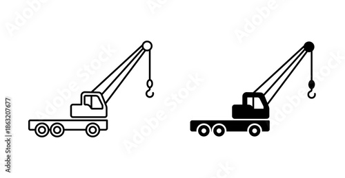 Mobile Crane Icon for Construction, Lifting and Heavy Equipment Operations