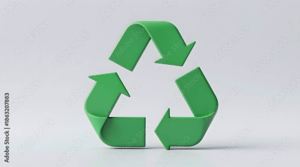 Obraz premium Recycling symbol made of arrows in green color, isolated against plain background