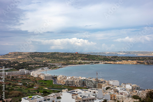 A view from mellieha across Ghadira bay to Gozo
