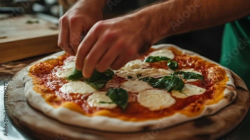 Wallpaper Mural Freshly prepared pizza with herbs and cheese for culinary presentation Torontodigital.ca