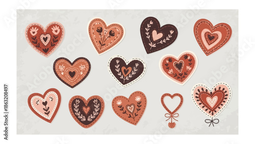 Heartfelt Embellishments: Adorned with delicate floral patterns and intricate details, a collection of charming hearts. Each heart tells a story of affection and admiration.