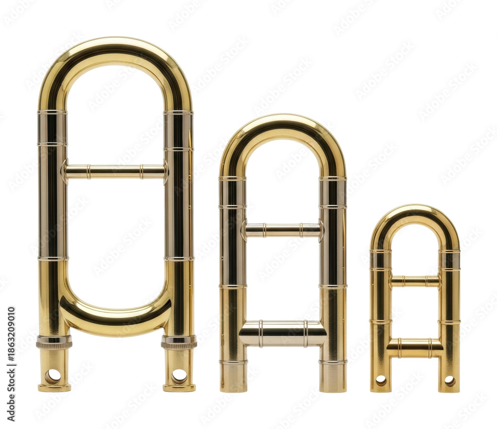 Fototapeta premium Industrial brass tubes display workshop product isolated on transparent background