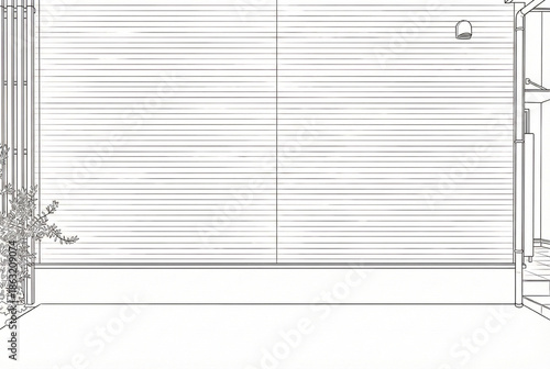 line drawing of street wall background ,Industrial background, empty grunge urban street with warehouse brick wall