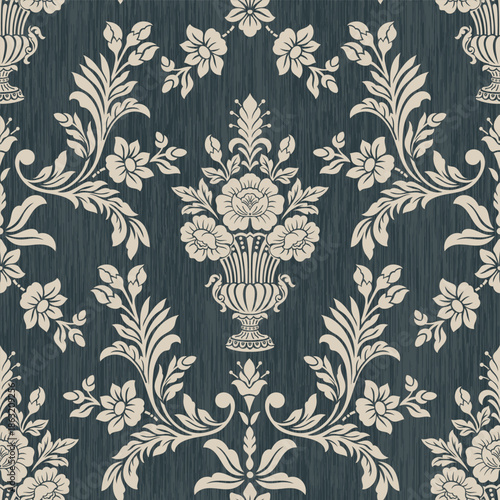 Damask modern seamless pattern element. Vintage classical old fashioned damask ornament, seamless texture for wallpapers, textile.