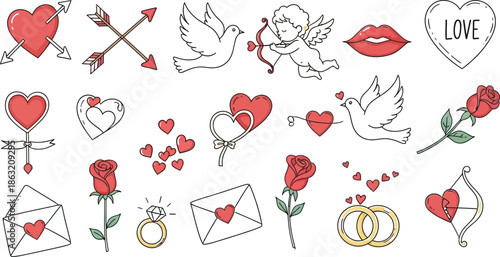 Valentine's day and love symbols collection