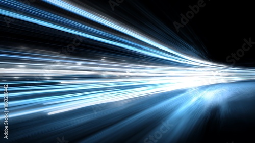 Dynamic visual of light streaks, bright and blurred, with a sense of speed and forward motion