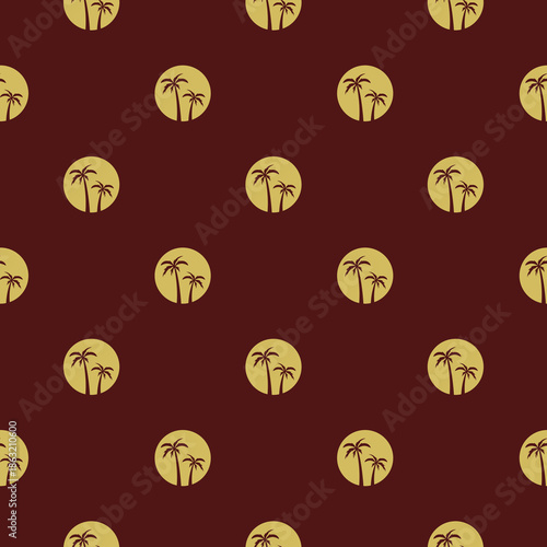 Palm tree circle seamless pattern isolated on color background