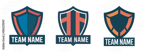 Three different shield logo templates for sports and gaming teams