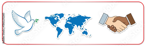 Global unity and peace symbols in modern illustration