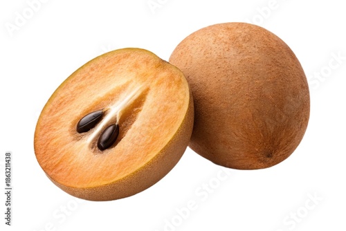 Sliced soursop fruit display isolated on white background