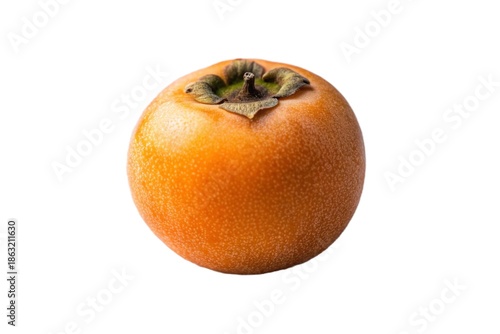 Single persimmon fruit isolated on white background