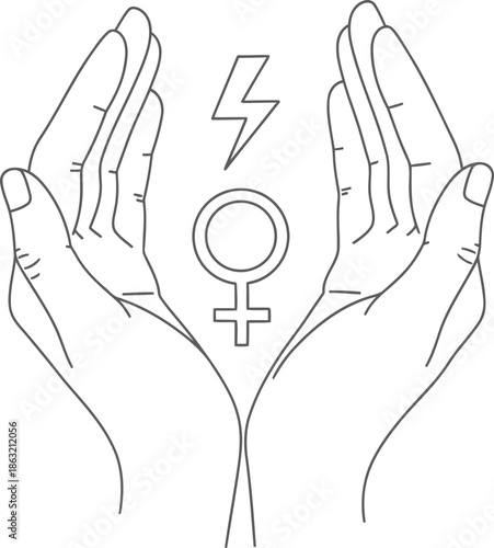 Hands holding symbol of gender equality