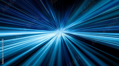 Intense blue light bursts forth, radiating outward in an abstract, dynamic display