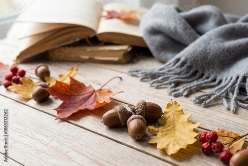 Autumn Background with Acorns and Fallen Leaves - Vibrant Fall Foliage, Oak Leaves, Colorful Autumn Nature Illustration, Seasonal Vector Stock Image for Thanksgiving, Wallpaper, and Harvest Designs