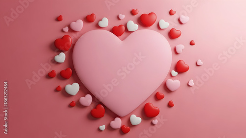 Happy valentine's day wishes with pink heart and hearts decorations