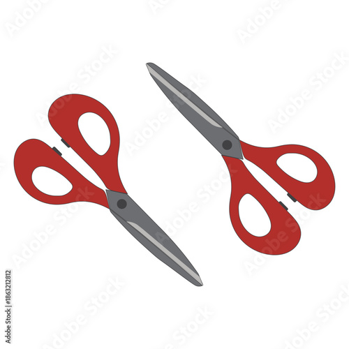 Flat illustration of colorful scissors isolated on white background. Simple and clean design suitable for craft, sewing, office, school, stationery, and cutting tool concepts.