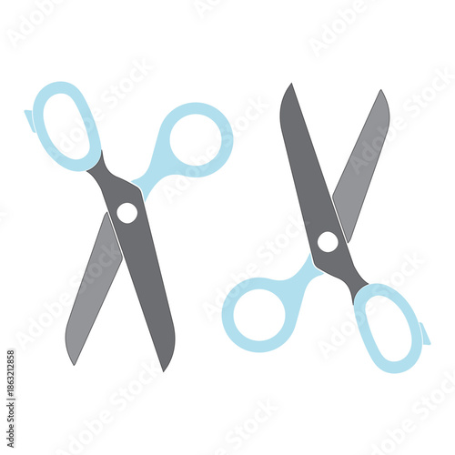Flat illustration of colorful scissors isolated on white background. Simple and clean design suitable for craft, sewing, office, school, stationery, and cutting tool concepts.