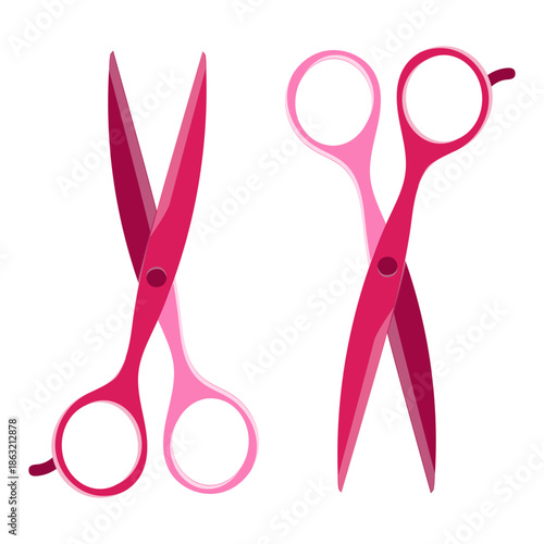 Flat illustration of colorful scissors isolated on white background. Simple and clean design suitable for craft, sewing, office, school, stationery, and cutting tool concepts.