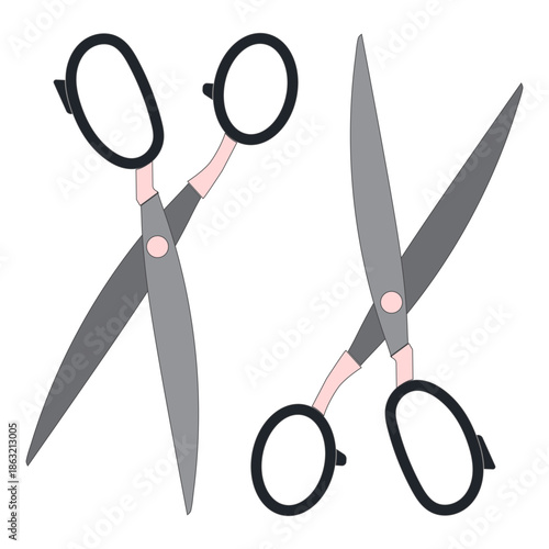 Flat illustration of colorful scissors isolated on white background. Simple and clean design suitable for craft, sewing, office, school, stationery, and cutting tool concepts.