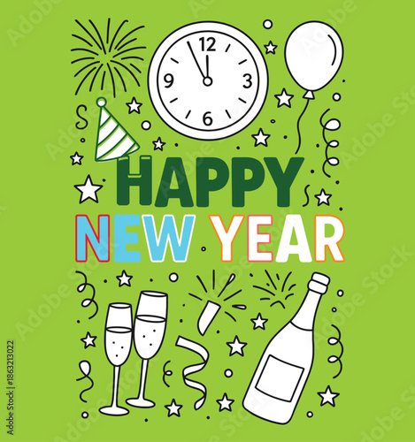 Celebrating New Year with Festive Decorations and Refreshments