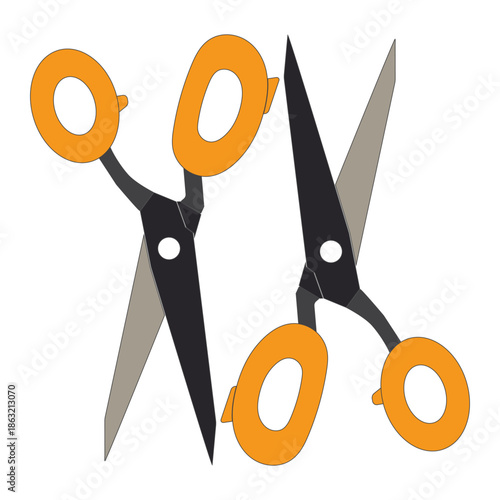 Flat illustration of colorful scissors isolated on white background. Simple and clean design suitable for craft, sewing, office, school, stationery, and cutting tool concepts.