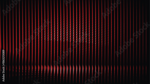 Dark Red and Black Abstract Background with Vertical Rippling Stripes and Shadow Keywords: abstract, background, gradient, red, dark, black