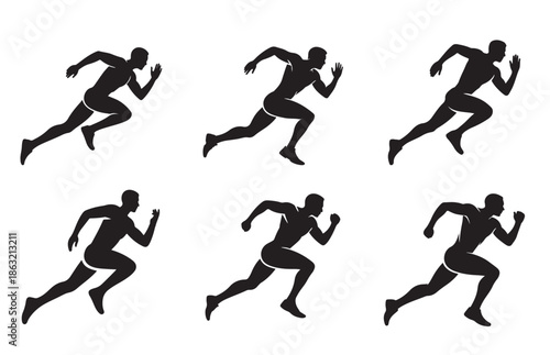 Modern Minimalist Vector Illustration of an Athlete Sprinting for Fitness and Health, Flat Design Male Jogger in Motion for Wellness Concept and Active Lifestyle Design.Vector EPS 10