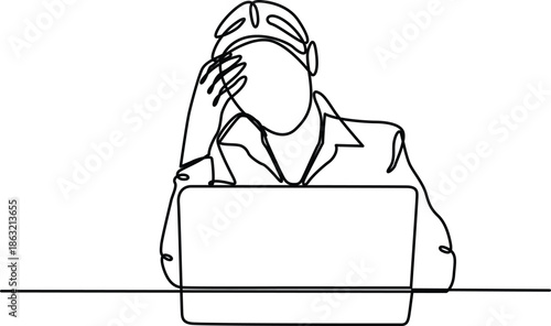 Person in distress at desk Vector
