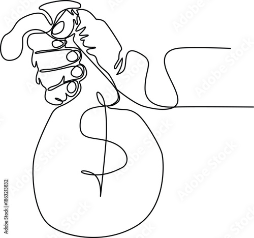 Hands holding money bag Vector