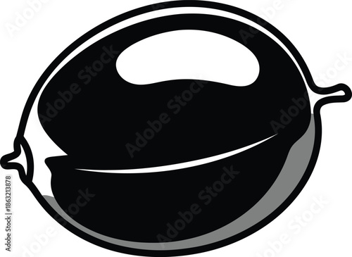 Minimalist Black Lemon or Lime Silhouette Icon with Highlights, Stylized Fresh Citrus Fruit Graphic for Organic Branding and Modern Logo Design on Transparent Background, AI Generative
