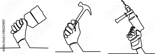 Using various tools for construction Vector