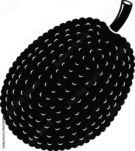 Stylized Black Jackfruit or Durian Silhouette with Bumpy Skin, Minimalist Tropical Fruit Icon for Organic Branding and Modern Logo Design on Transparent Background, AI Generative
