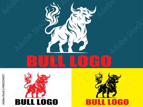 Dynamic Stylized Bull Mascot Logo