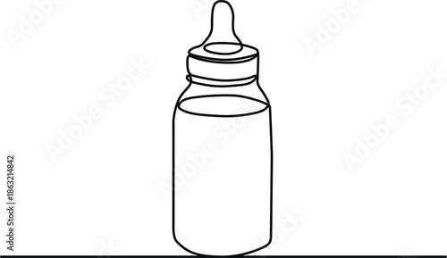 Baby bottle with nipple top Vector