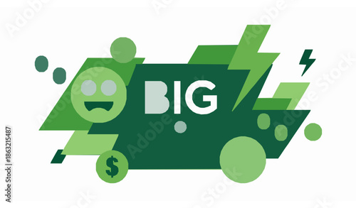 Big discount sale banner with percent emoji dollar sign and lightning flat vector