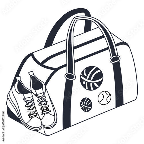 Minimal Sports Gear Bag Icon Vector Illustration