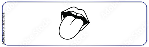 Stylish tongue and lips illustration in modern black design