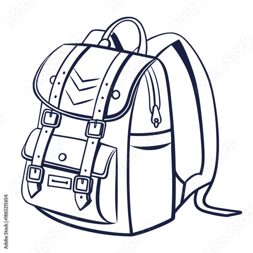 Clean Travel Backpack Icon Outline for Hiking and Adventure