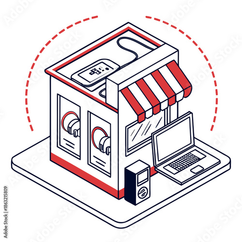 Electronics Retail Symbol Icon Isolated on White