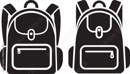 Two backpacks icon set vector graphic illustration